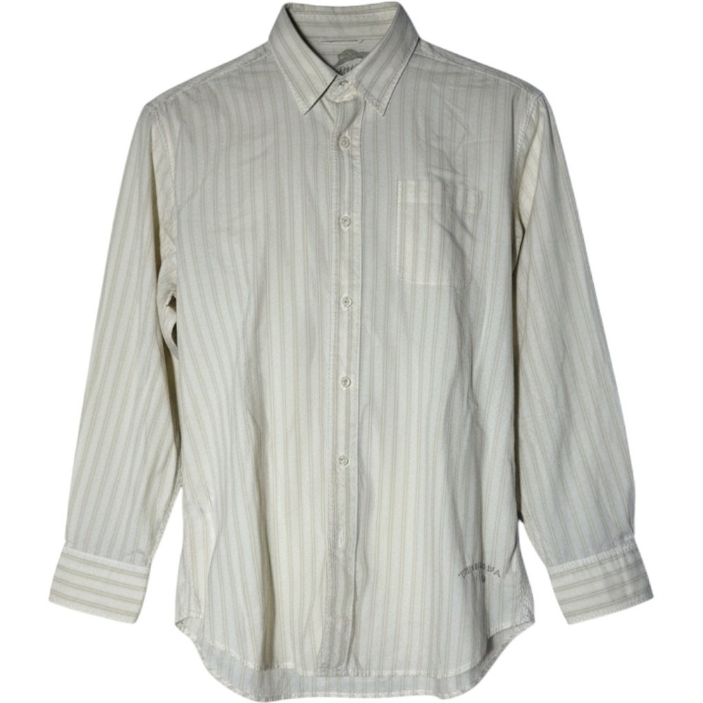 Tommy Bahama Relax Mens XL Cream Beige Striped Long Sleeve Button Down Shirt